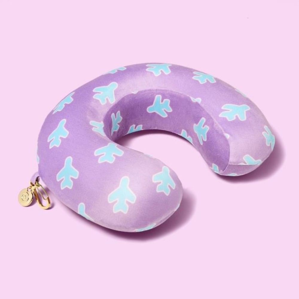 NWOT Stoney Clover Lane Travel Pillow Purple with Blue Airplanes